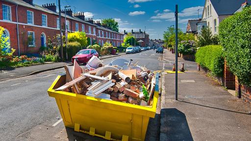 Commercial skip hire showing debris in a greenacre skip